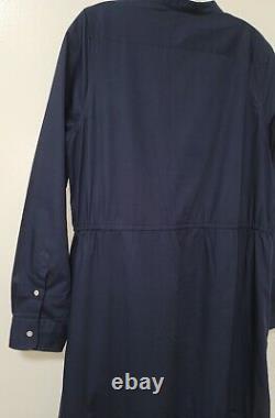 New Polo Ralph Lauren Womens Blue Pleated Hem Drawstring Midi Shirt Dress 10