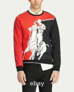 New RALPH LAUREN POLO Long Sleeve HI TECH Red Black White Pony RARE Sweater 2XL