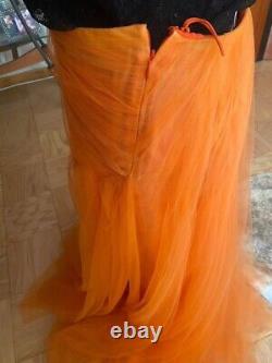 New RALPH LAUREN Purple Label Runway Orange Tulle High-Waisted Maxi Skirt