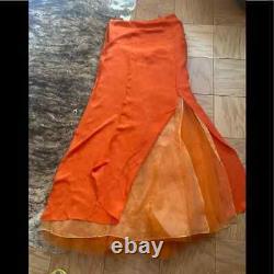 New RALPH LAUREN Purple Label Runway Orange Tulle High-Waisted Maxi Skirt