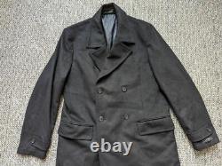 New RALPH LAUREN double breatsted 44L black overcoat WOOL topcoat jacket NWT
