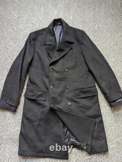 New RALPH LAUREN double breatsted 44L black overcoat WOOL topcoat jacket NWT