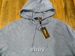 New RLX Ralph Lauren Blue Heather 100% Cashmere Pullover Hoodie Men's Sz XL New RLX Ralph Lauren Blue Heather 100% Cashmere Pullover Hoodie Men's Sz XL