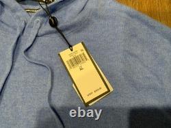 New RLX Ralph Lauren Blue Heather 100% Cashmere Pullover Hoodie Men's Sz XL