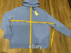 New RLX Ralph Lauren Blue Heather 100% Cashmere Pullover Hoodie Men's Sz XL