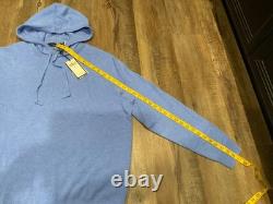 New RLX Ralph Lauren Blue Heather 100% Cashmere Pullover Hoodie Men's Sz XL