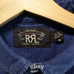 New RRL Ralph Lauren Double RR Mens Button Down Shirt Size M Long Sleeve blue