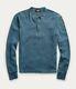 New Rrl Ralph Lauren Indigo Blue Jacquard-knit Henley Shirt Men's Medium M