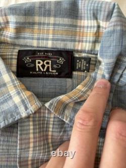 New RRL Ralph Lauren Men's Camp Shirt Size MEDIUM Blue