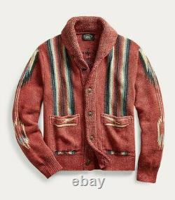 New RRL Ralph Lauren Red Shawl Southwestern Chimayo Cardigan Mens XL Extra-Large