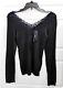 New Ralph Lauren $498rt Black Lace Beaded V-neck Long Sleeve Top Sz M