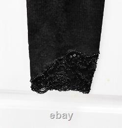 New Ralph Lauren $498rt Black Lace Beaded V-neck Long Sleeve Top sz M