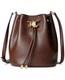New Ralph Lauren Andie Brown Leather Drawstring Bucket Bag Purse Crossbody