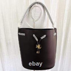 New Ralph Lauren Andie Brown Leather Drawstring Bucket Bag Purse Crossbody