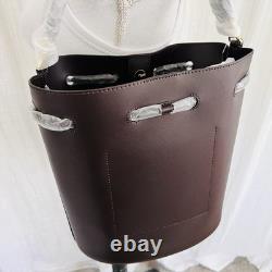 New Ralph Lauren Andie Brown Leather Drawstring Bucket Bag Purse Crossbody