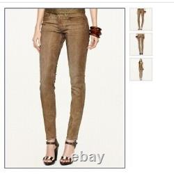 New Ralph Lauren BLACK LABEL 105 Skinny canyon brown distressed Jeans Sz 29 395$