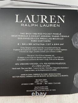 New Ralph Lauren Belgian Linen Back Tab Drapes 54 x 96 Natural Set of 2