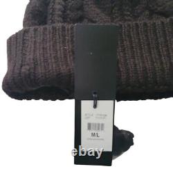 New Ralph Lauren Black HandKnit Cable-Knit Cashmere Beanie Cap M/L & Neck Cowl