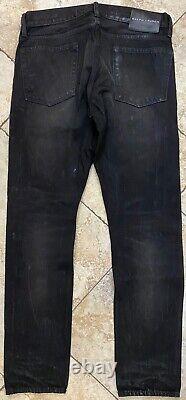 New Ralph Lauren Black Label Black Denim Slim Distressed Jeans Pants Size 32/32