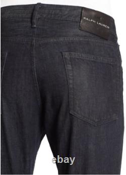 New Ralph Lauren Black Label Monza Indigo Mens Straight Fit Waxed Jeans 36 X 30