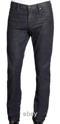 New Ralph Lauren Black Label Monza Indigo Mens Straight Fit Waxed Jeans 36 X 30
