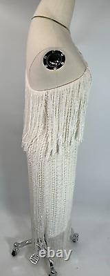 New Ralph Lauren Blue Label Womens White One Shoulder Fringe Dress MSRP $998