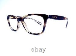 New Ralph Lauren Brown Clear Wayfarer Floral Temples Glasses RA7071 52 16 140