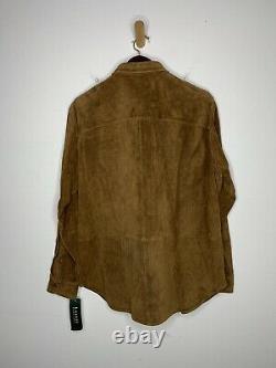 New Ralph Lauren Brown Leather Shirt Jacket Polo RRL Cowboy VTG Western Suede ML