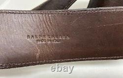 New Ralph Lauren Collection Cow Hide Rustic Women Brown Belt Solid Brass Buckle