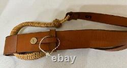 New Ralph Lauren Collection Equestrian Brown Leather Art Deco Buckle Belt S