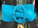 New Ralph Lauren Collection Wide Turquoise Suede Leather Art Deco Belt M Italy