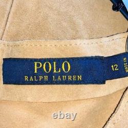 New Ralph Lauren Dress Women's 12 Tan Calf Suede Western Midi Ladies MSRP $998