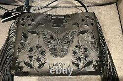 New Ralph Lauren Elaina Med. Butterfly Floral Leather Medium Crossbody Bag $395