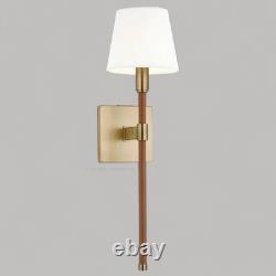 New Ralph Lauren Equestrian Style Brass and Brown Leather Wall Sconce Light