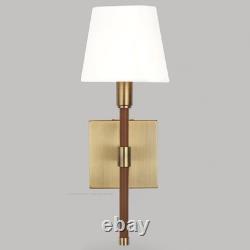 New Ralph Lauren Equestrian Style Brass and Brown Leather Wall Sconce Light