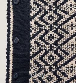 New Ralph Lauren Home Throw Pillow Knit Sweater Blue Cream Feather Fill