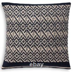 New Ralph Lauren Home Throw Pillow Knit Sweater Blue Cream Feather Fill