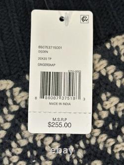 New Ralph Lauren Home Throw Pillow Knit Sweater Blue Cream Feather Fill