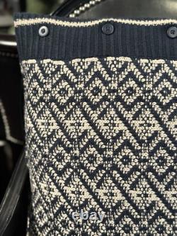 New Ralph Lauren Home Throw Pillow Knit Sweater Blue Cream Feather Fill