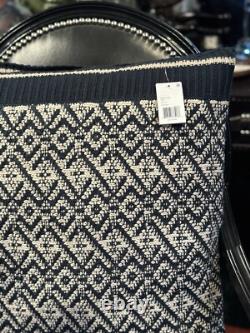 New Ralph Lauren Home Throw Pillow Knit Sweater Blue Cream Feather Fill