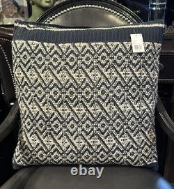 New Ralph Lauren Home Throw Pillow Knit Sweater Blue Cream Feather Fill