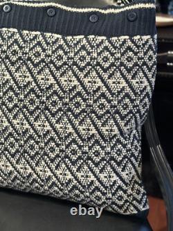 New Ralph Lauren Home Throw Pillow Knit Sweater Blue Cream Feather Fill