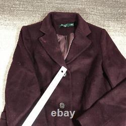 New Ralph Lauren Jacket Womens 8 Wool Blend Reefer Coat Vicuna Red Welt Reefer