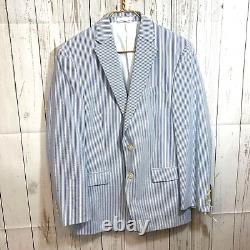 New Ralph Lauren Lauren Mens Blue White Seersucker Sport Coat Jacket Blazer 38R