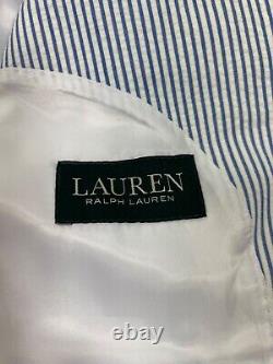 New Ralph Lauren Lauren Mens Blue White Seersucker Sport Coat Jacket Blazer 38R