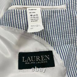 New Ralph Lauren Lauren Mens Blue White Seersucker Sport Coat Jacket Blazer 38R