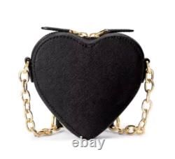 New Ralph Lauren Love Shack Small Leather Heart Crossbody Purse Black
