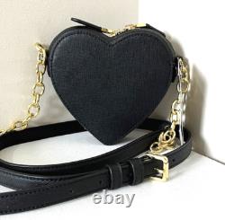 New Ralph Lauren Love Shack Small Leather Heart Crossbody Purse Black