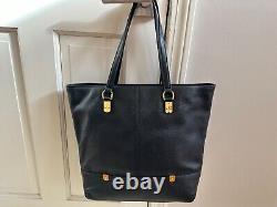 New Ralph Lauren Morrison Tote Black/Gold Pebbles Leather Handbag Large