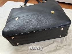 New Ralph Lauren Morrison Tote Black/Gold Pebbles Leather Handbag Large